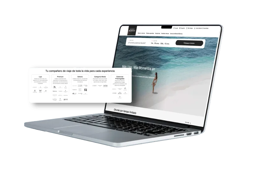 Plataforma web de Marriott Bonvoy en laptop